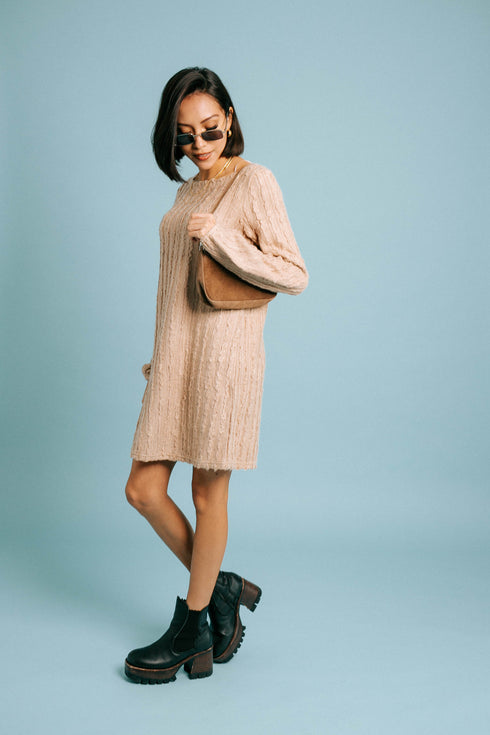 Snow Drop Sweater Dress// Taupe